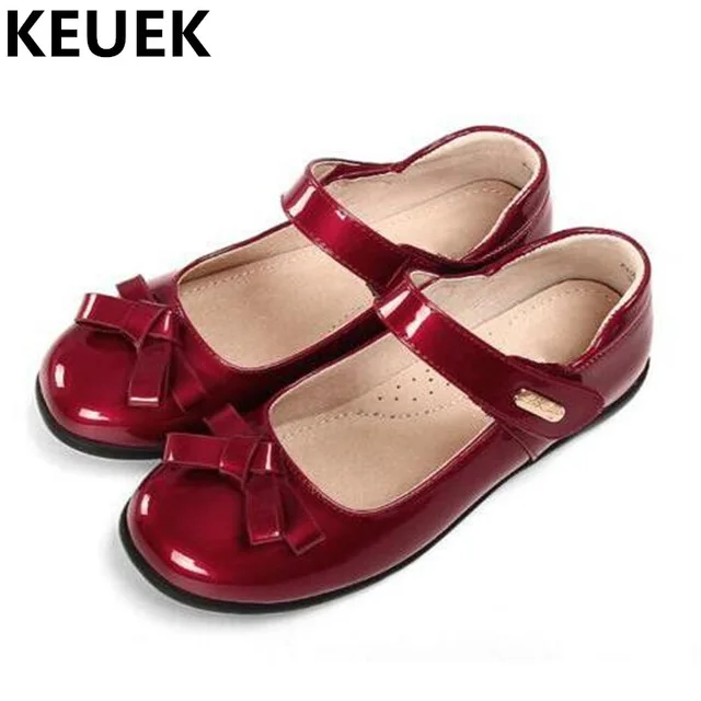 

New Baby Girls Shoes Student Casual Dance Flat Patent Leather Children Shoes Toddler Hook & Loop Leather Shoes Kids Flats 04