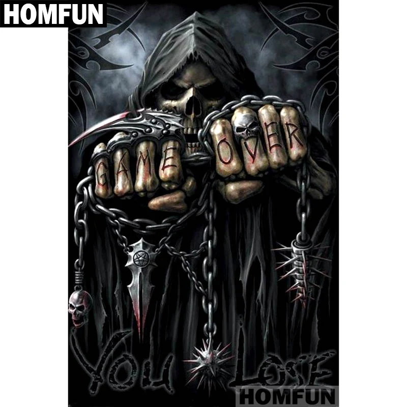 

HOMFUN Full Square/Round Drill 5D DIY Diamond Painting "Skull death" Embroidery Cross Stitch 5D Home Decor Gift A01588