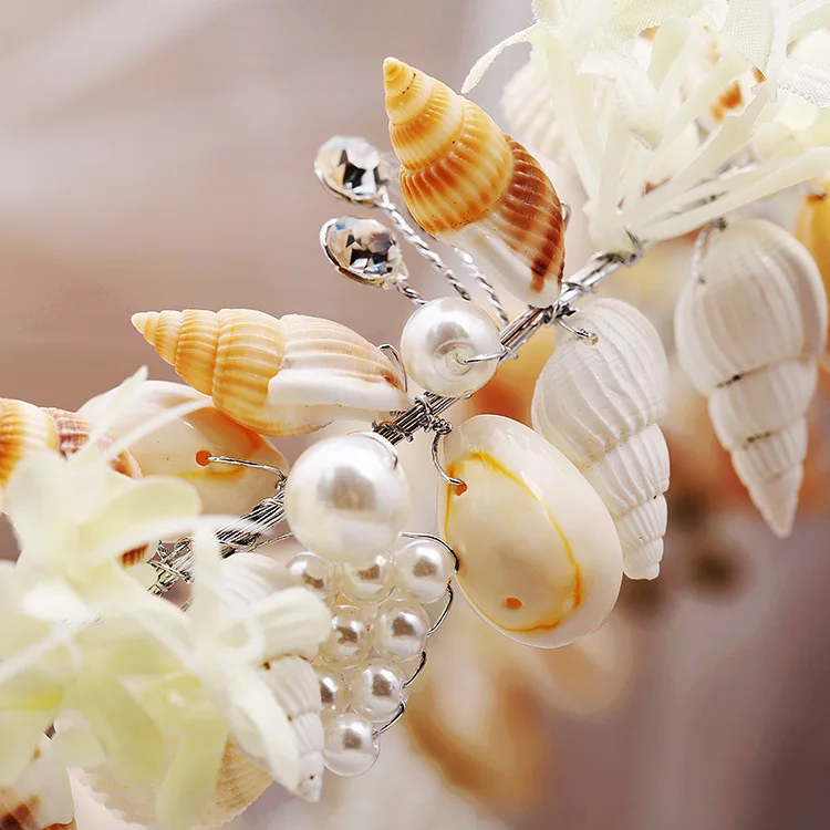 Модный красивый свадебный венок русалки, свадебная повязка в виде короны, аксессуары для волос для девочек, Летний Пляжный венок, украшение на голову