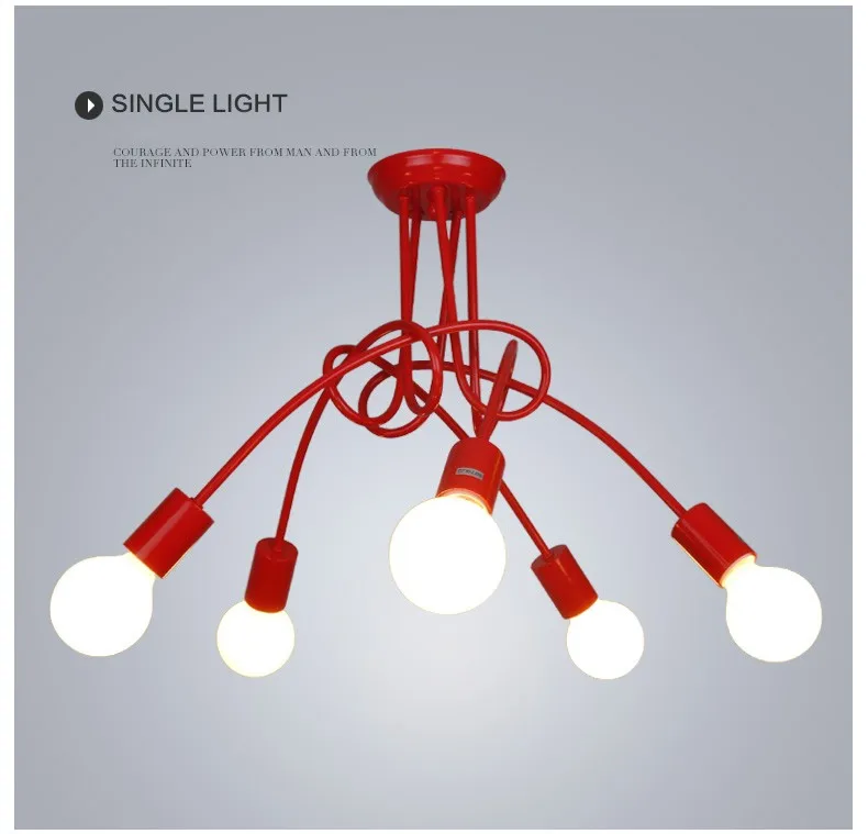 LBAH креативный черный и белый 5 держателей E27 с лампами потолочный светильник винтажный индивидуальный Современный короткий светодиодный светильник