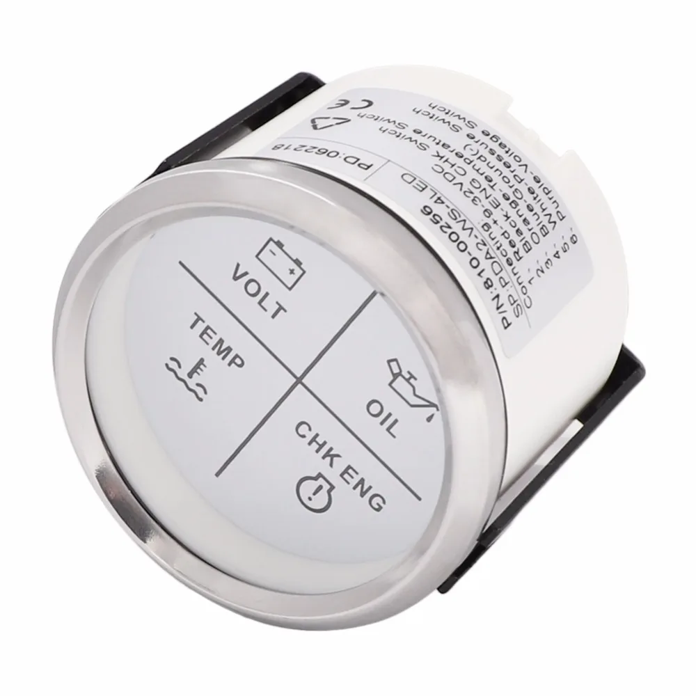 

52mm Boat Car Alarm Gauge Water Temperature Engine Alarm Volt Oil Pressure 4 LED Alarm Gauge Meter Indicator with Backlight