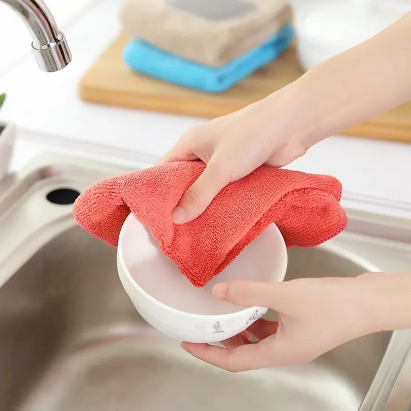 Pure Color Kitchen Cleaning Cloth Eco friendly Rag Dish Cloth Fiber Washing Towel Kitchen