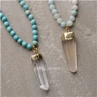 Elegância orgânica Colar Facetada Sunstone e Grânulos
