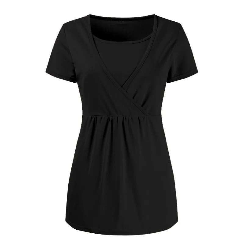 Loozykit Pregnancy Nursing Tops Short Sleeve Maternity Breastfeeding Tees Feeding T-shirts Clothes For Women Maternity Clothing