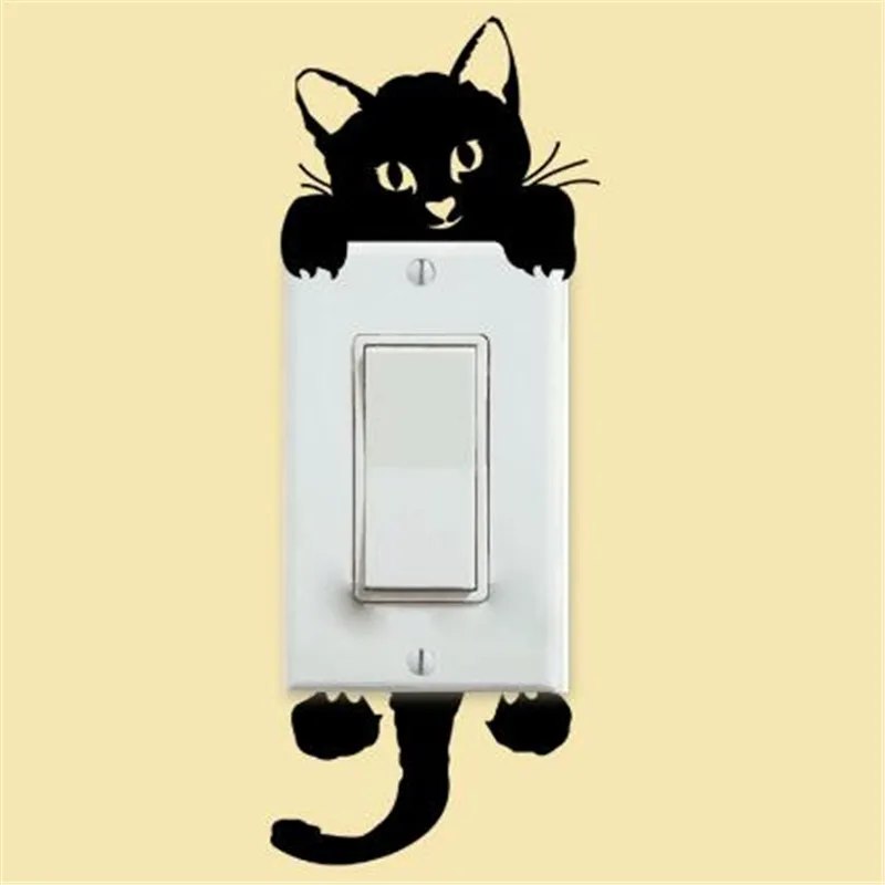 DIY Funny Cute Black Cat in night Switch Stickers Bedroom Kids Room Light Parlor Decor Sticker Home Decoration CC2532 | Дом и сад