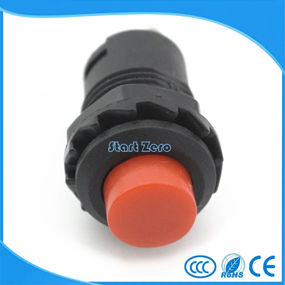 10 шт. Мгновенный кнопочный переключатель 12 мм кнопочный выключатель с самовозвратом 3A/125VAC 1.5A/250VAC Кнопка сброса - Цвет: Красный