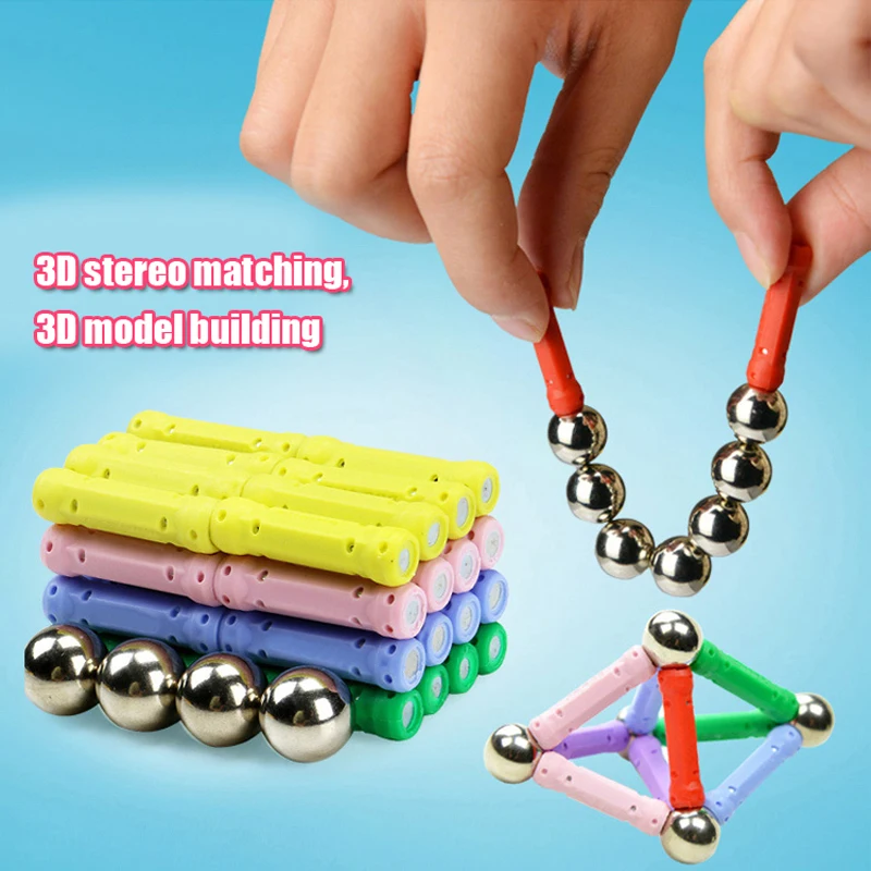 

28Pcs/Set Three Dimensional Magnetic Designer Rods Children Manual Material Magnetic Blocks Educational Kids toy blocks building