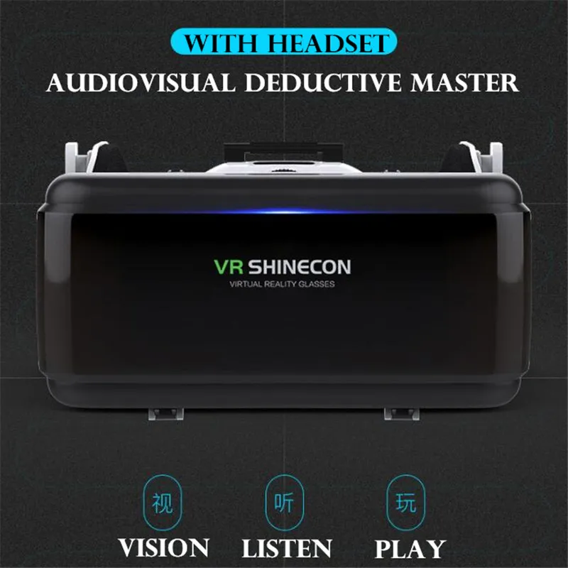 Most Popular XJvLD Original VR Virtual Reality 3D Glasses Box Stereo VR Google Cardboard Headset Helmet for IOS Android Smartphone,Bluetooth Rocker