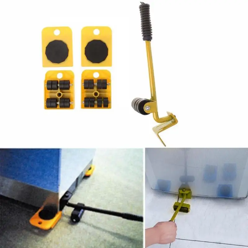 5 PCS Furniture Mover Tool Set Furniture Transport Lifter Heavy Stuffs Moving Tool Wheeled Mover Ro