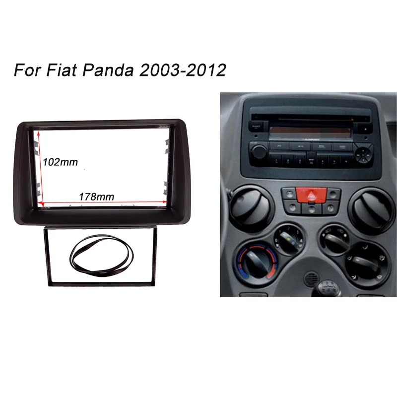 

Double Din Fascia For FIAT Panda 2003- 2012 Radio Stereo Panel Dash Mount Installation Trim Kit Frame Plate Bezel