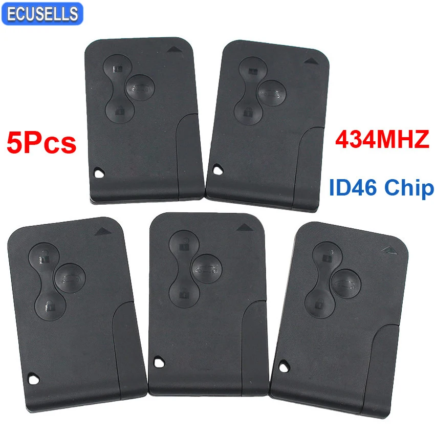 

5 Pcs/Lot 3 Button Remote Car Key Smart Card Key Fob 434Mhz ID46 Chip for Megane Scenic 2003-2008 with Uncut Key Blade