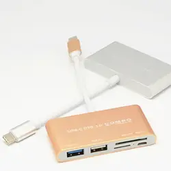 Золото/серебро Multi-function конвертер Тип C к USB 2,0 3,0 концентратор TF Card Reader для MacBook