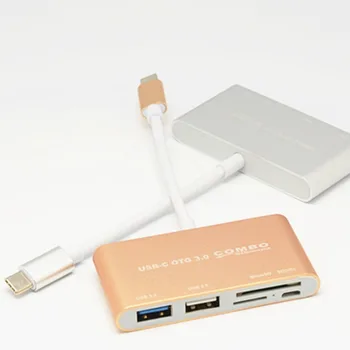 

Gold/Silver Multi-function Converter Type C to USB 3.0 2.0 Hub TF Card Reader For MacBook