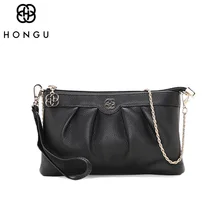 HONGU Luxury Handbags Top Layer Cow Leather Shoulder Bag Women Chains Messenger Bags Famous Brands Genuine Leather Crossbody Bag dalfr women messenger bags pu leather famous brands shoulder bag luxury women top handle bag crossbody tote bags