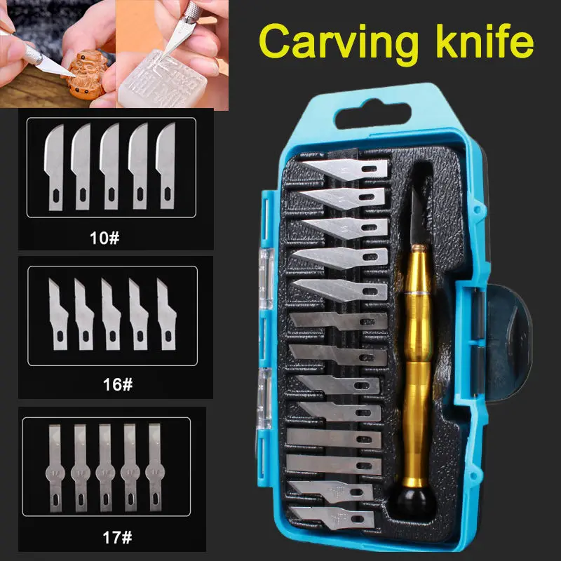

Stainless Steel Blades Carving Knife Metal Scalpel Kit Cutter Wood Engraving Craft for Cutting Anatomy DIY Carving Knife