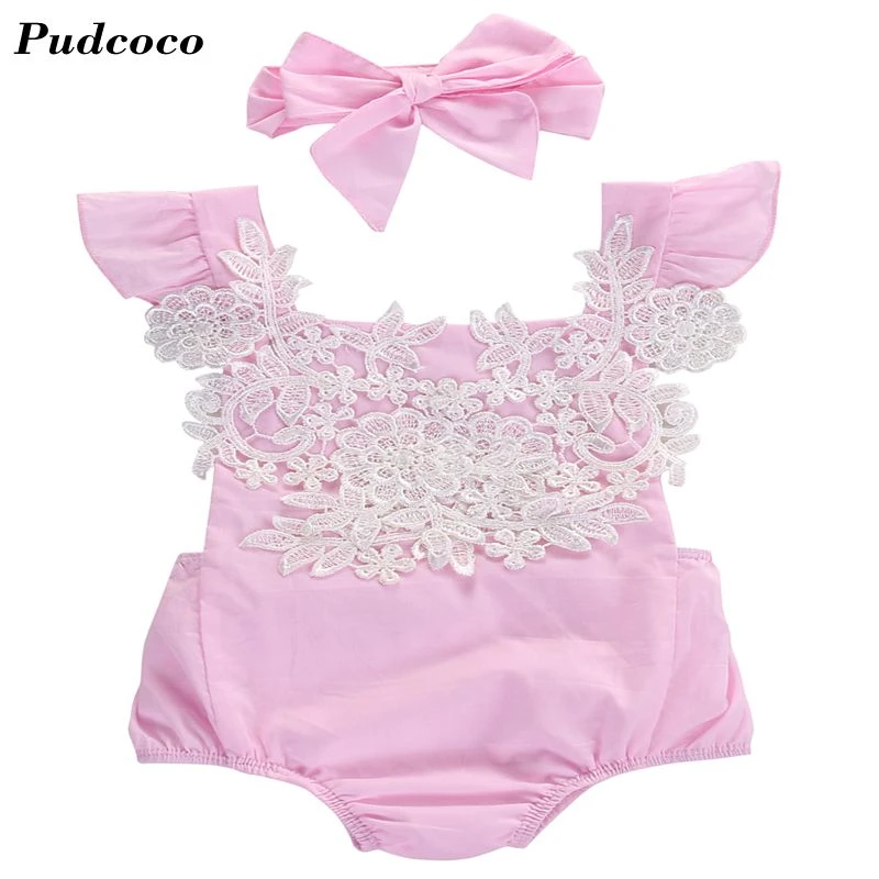 pink lace romper baby