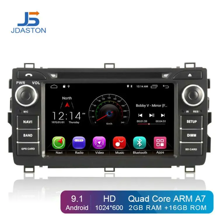 

JDASTON Android 9.1 Car Multimedia Player For Toyota AURIS 2013 2014 2015 2 Din Car Radio GPS Navigation DVD CD IPS Stereo WIFI