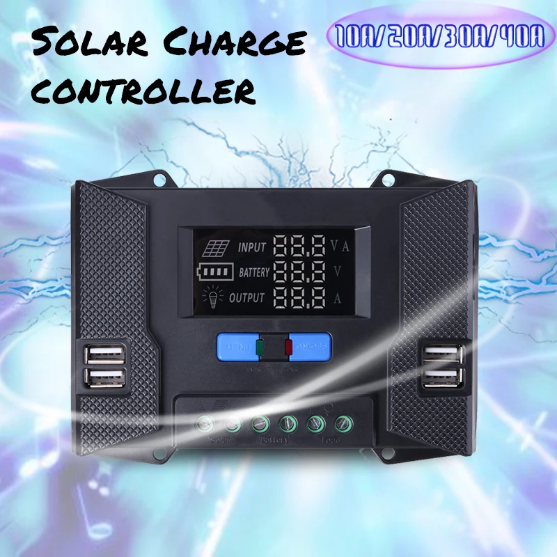 

10A 20A 30A 40A 12V 24V Atuo PWM Solar Panel Battery Charge Controller Regulator LCD Solar Collector Regulator USB Output