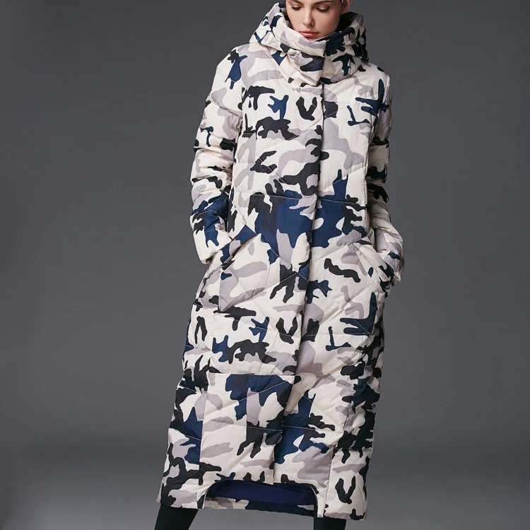 2018 New Women's Winter Down Jackets Female Extra Long Hooded Down Coat High Quality Thick Warm White Duck Down Parka / UV1289