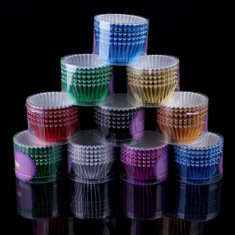 100Pcs/Pack Paper Cupcake Cup Aluminium Foil Muffin Baking Cups Liners