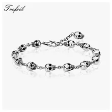 Звено цепи браслеты череп с удлиненной цепочкой, новые почерневшие серебряные модные ювелирные изделия панк подарок для мужчин и женщин девочек