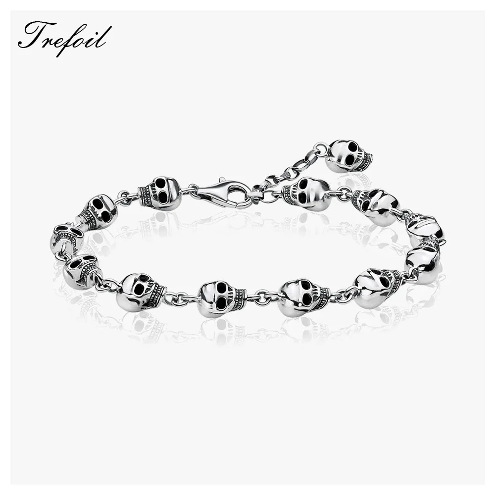 

Link Chain Bracelets Skull with Extend Chain, 2019 New Blackened Silver Fashion Jewelry Punk Gift for Men Boy Women Girls
