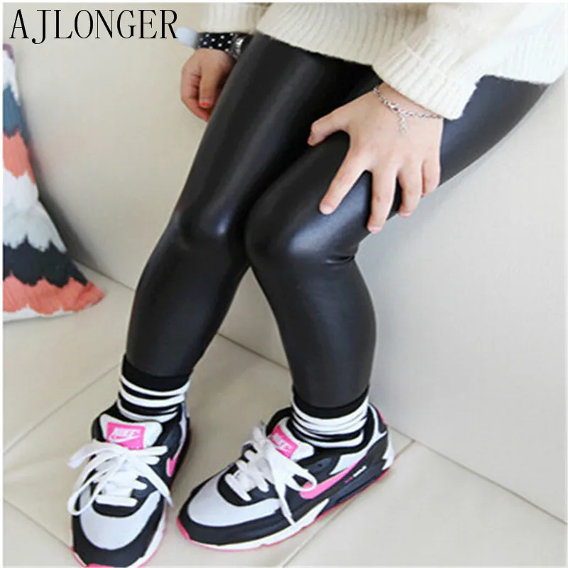 

2016 Spring Autumn Imitation Leather Pants Girl Baby Pants Kids Leggings Girl Children Fashion Legging