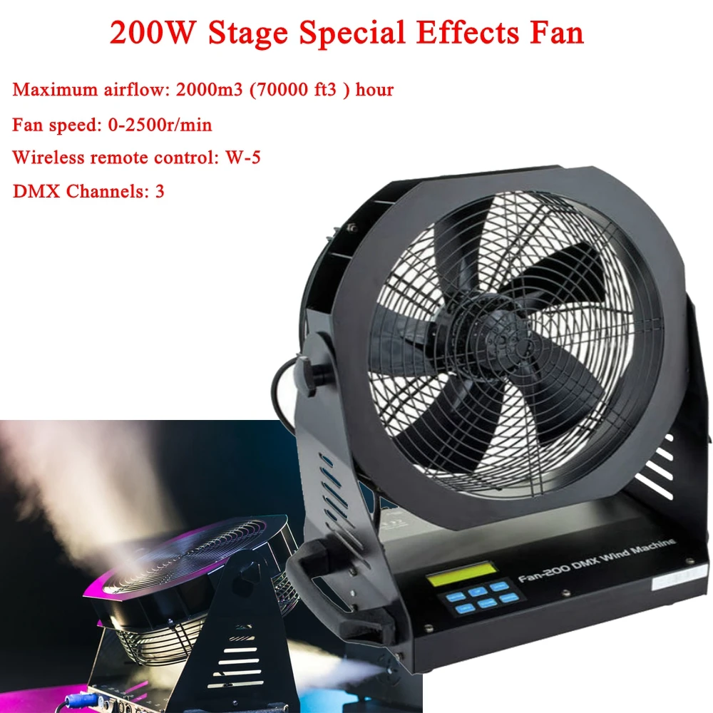

2019 New 200W Professional Stage Fan DMX 512 Special Effect Fan Snowflake Smoke Machine Stage Performance Fan DJ Equipment