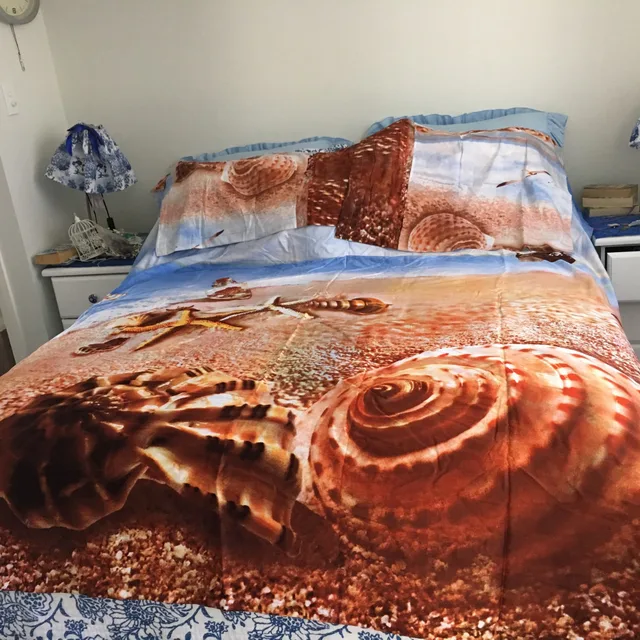 online shop bedding sets queen size 3d reactive print beach scenic sea shell bed sheets