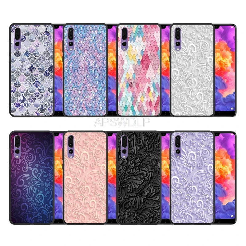 

Soft Scrub Matte Black Cover for Huawei P20 Pro Anti-Scratch Shockproof Custom Memaid Geometric Print Case