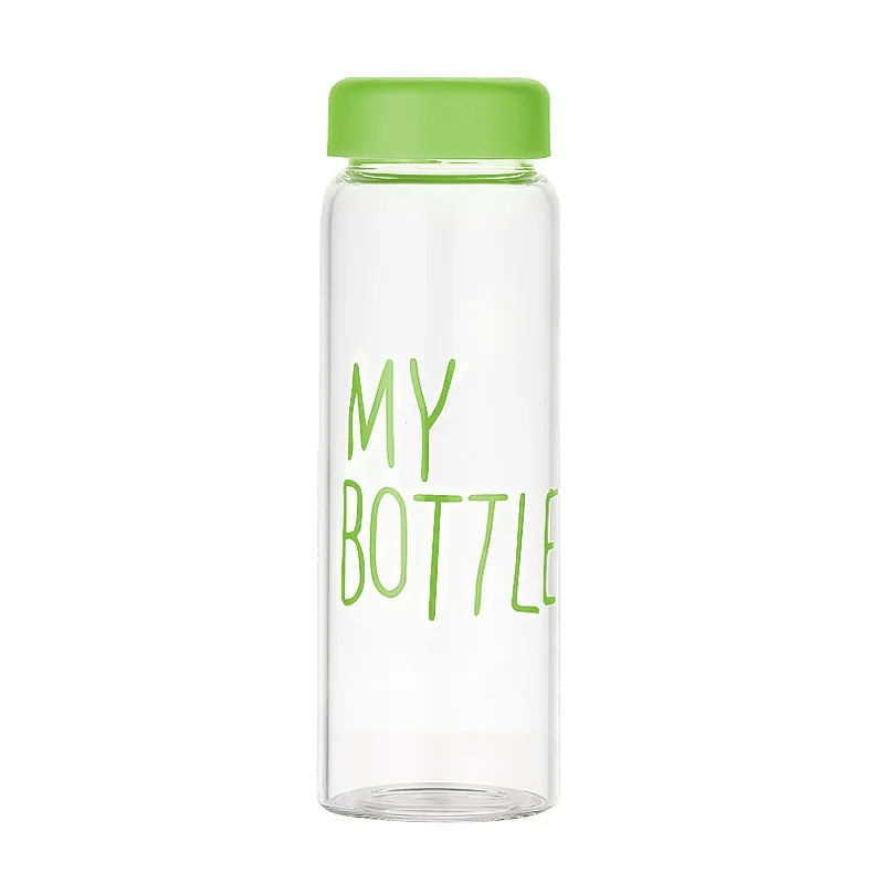 Стеклянная бутылка для воды с подарочной коробкой 500 мл my Bottle прозрачная или матовая Спортивная корейский стиль термостойкая герметичная - Цвет: green