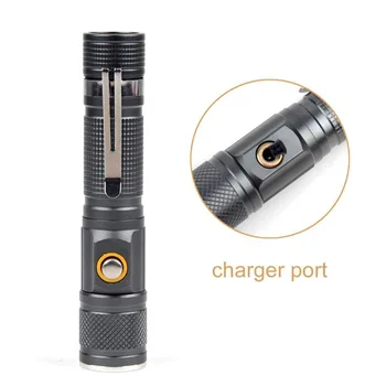 

T6 LED 3800 Lumens Flashlight Adjustable Focus 3 Modes 18650 Battery Direct Charging Mini Torch Waterproof