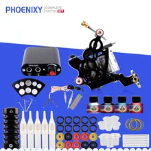 Стартер татуировки комплект 10 электромагнитные машинки для татуажа 4 цвета черный пигмент комплекты Мощность татуировки Начинающий комплекты зажимов татуаж