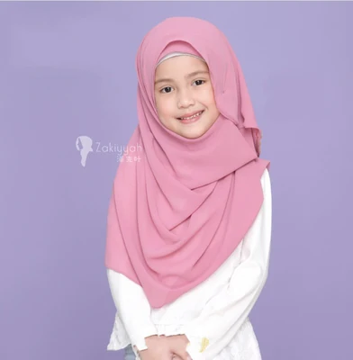 Мусульманский детский головной убор, мусульманские шифоновые хиджабы для маленьких девочек, размер: От 2 до 12 лет