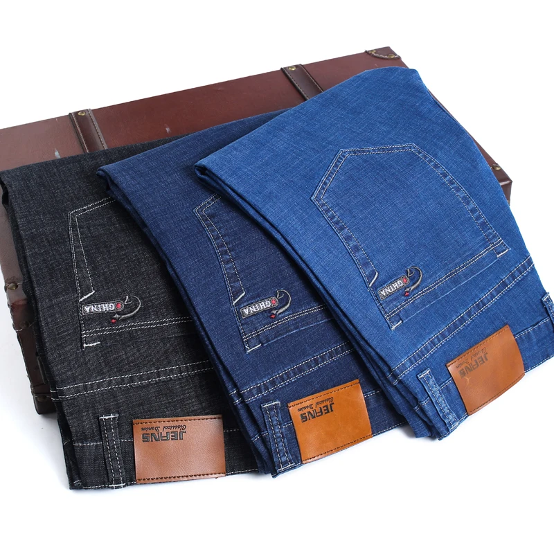 2020 spring and summer Men's thin stretch jeans Business casual man high quality pocket embroidery jeans Large size 42 44 46 2020 spring and summer Men's thin stretch jeans Business casual man high quality pocket embroidery jeans Large size 42 44 46