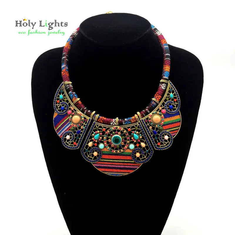2016 New women bohemia necklace&pendants multicolor statement choker necklace za antique tribal ethnic boho jewelry mujer bijoux
