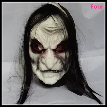 

Free shipping New Horror Halloween Black Long hair Ghost Mask Full Face Halloween Mask Cosplay costume supplie Creepy Scary Mask
