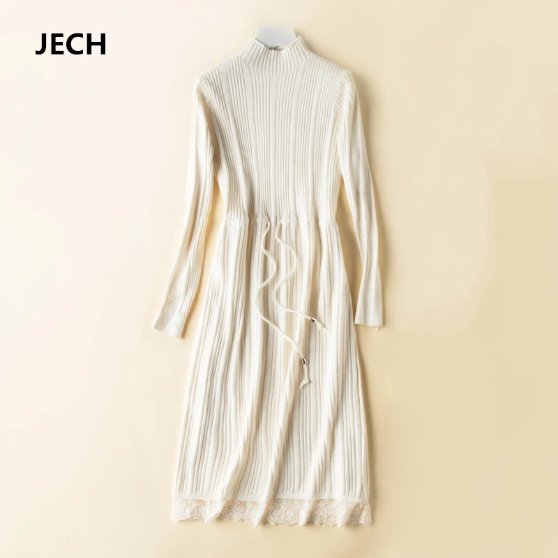 JECH 2018 зимние женские вечерние длинные кружевные платья большие размеры Модные