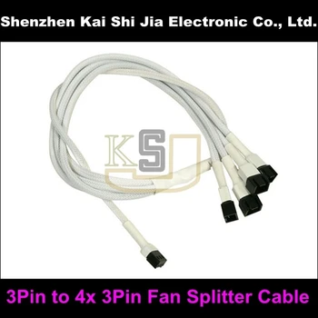 

60cm Brand New 3 Pin to 4x 3Pin Fan Splitter Extention Cable - White Sleeved