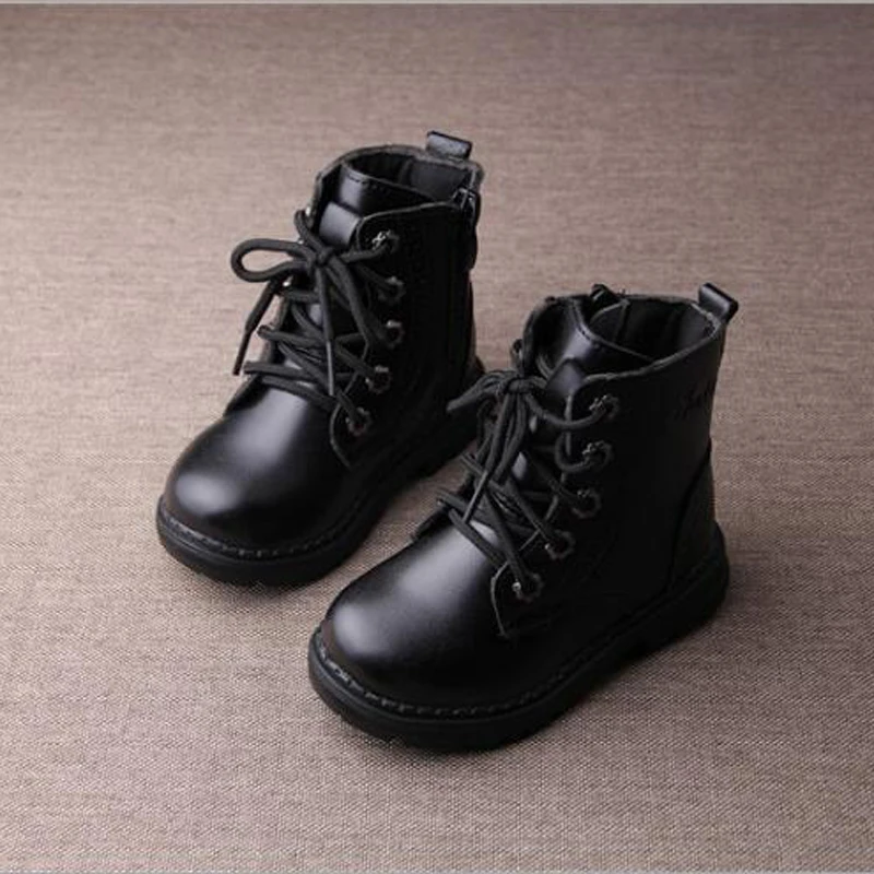 

New fashion children boots waterproof autumn winter kids boots zipper closure boys girls boots shoes pure color for kids shoes