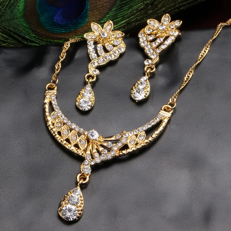 Uxury Gold Jewelry Crystal Water Drop Women Exaggeration Clavicle Uxury Gold Jewelry Crystal Water Drop