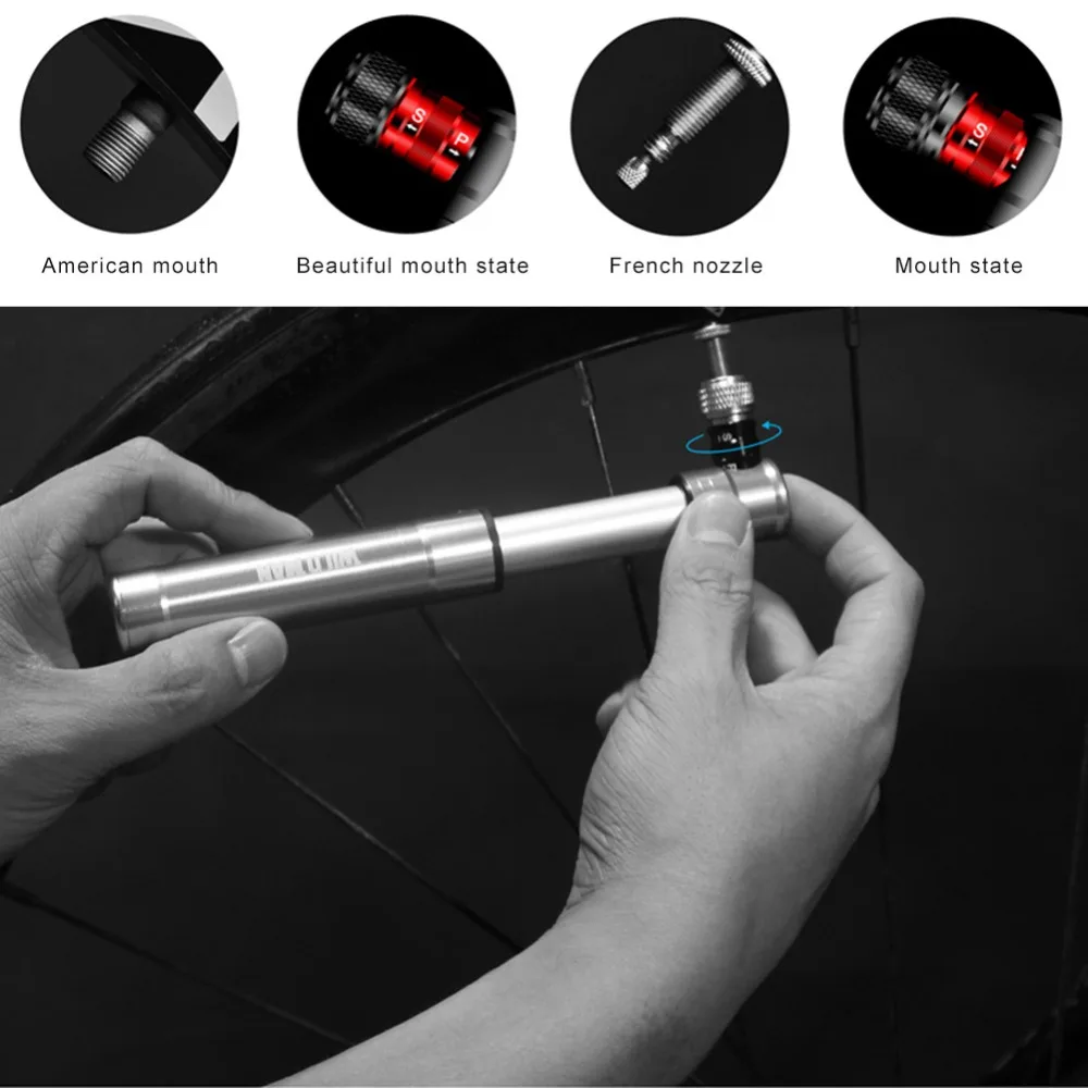 WILD MAN Aluminum Alloy Mini Bicycle Pump for M365 Electric Scooter Portable Air Pump Mountain Bike Schrader Presta Valve 100PSI