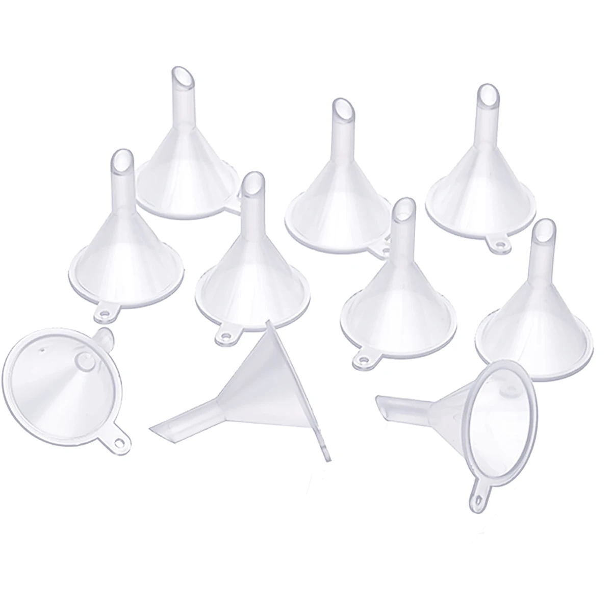 

10 Pcs Mini Clear Plastic Funnels Set for Dispensing Filling Small Samples Perfume Oil Liquid Emulsion