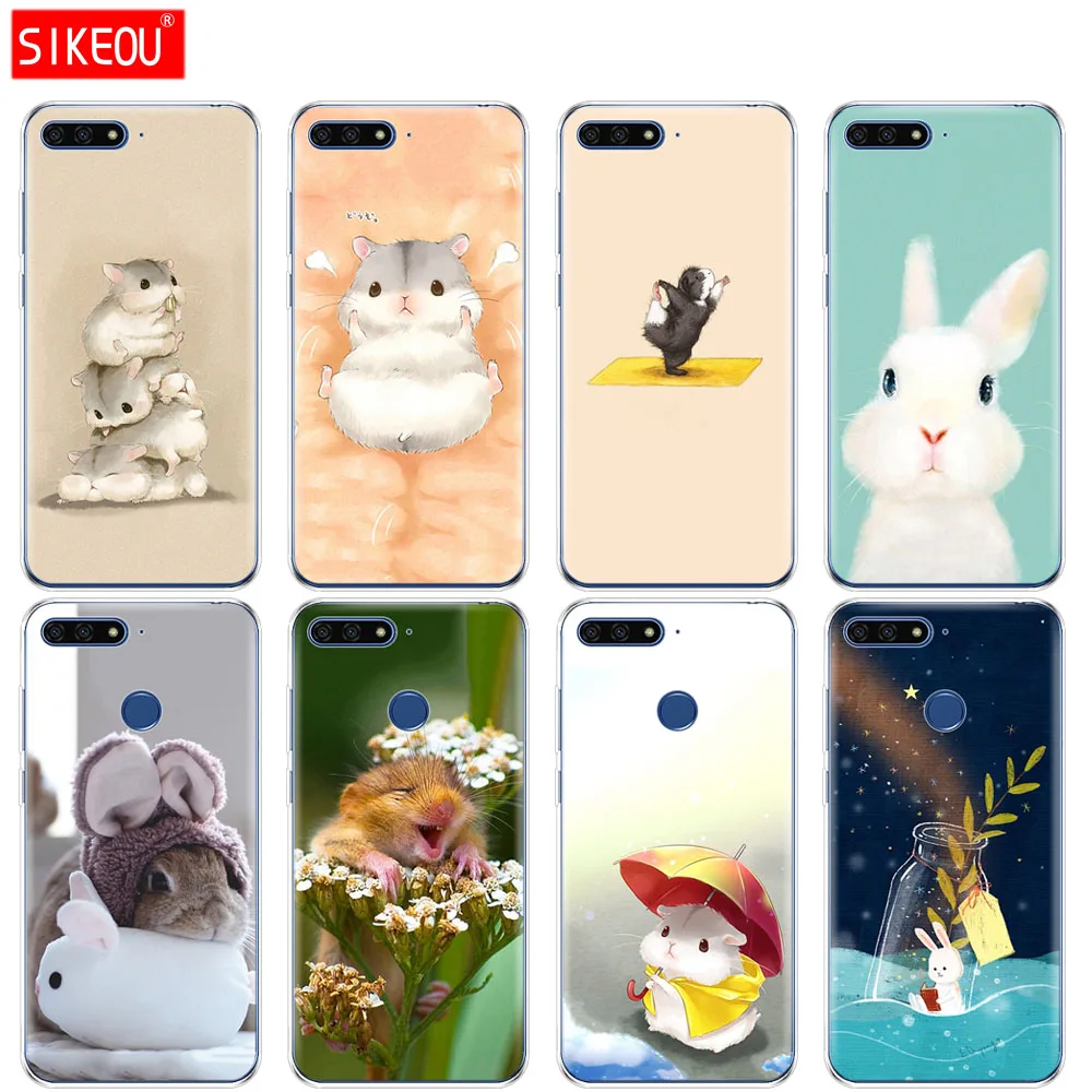 Силиконовый чехол для телефона Huawei Honor 7A PRO 7C Y5 Y6 Y7 Y9 2017 2018 Prime Rabbit mouse хомяк|Бамперы|