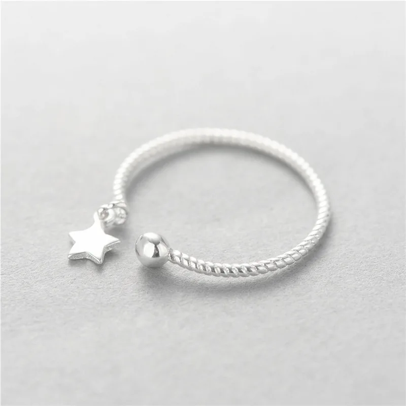 wave star Rings 100% Sterling 925 silver Jewelry Vintage Adjustable rings for women gift
