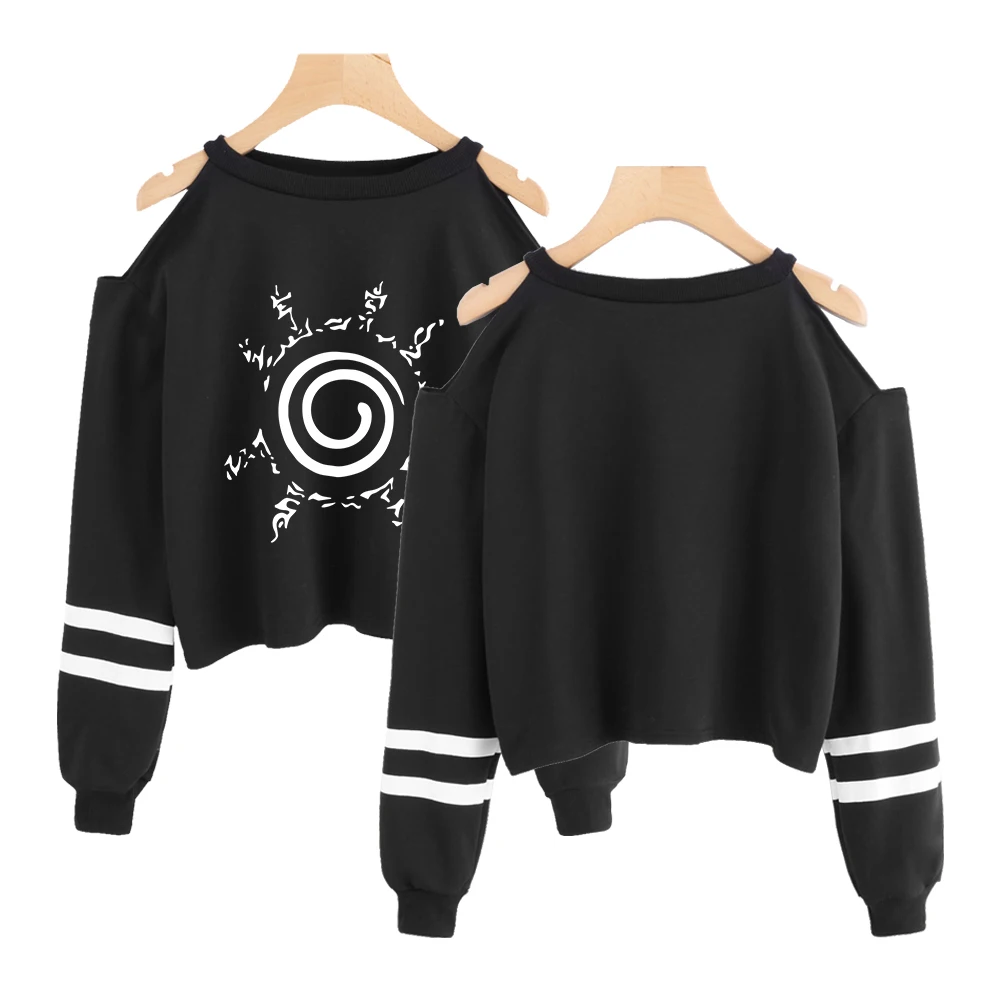  Naruto kpop Sweatshirt short Sweatshirt off-shoulder top Fashion short sexy Ninjia Hip Hop kpop cro