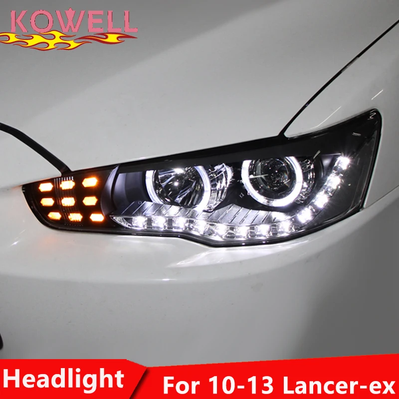 KOWELL Автомобиль Стайлинг фара для LANCER фары, светодиодные фары ангельские глаза луч DRL Биксеноновые линзы HID автомобильные аксессуары