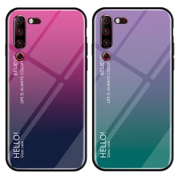 

50pcs/lot Gradient Glass Soft Side Case For Lenovo Z6 Pro Fashion Tempered Glass Hard Cover