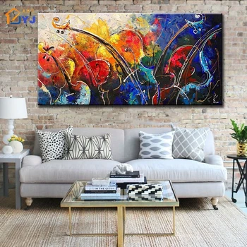 

Real Quality Hand painted Music Picture Modern Abstract Oil Painting on Canvas Wall Art for Home Decor No Frame by JYJ ART SL101