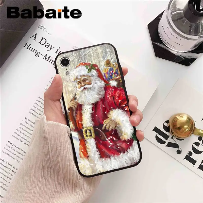 Babaite Merry Christmas Санта Клаус Олень DIY чехол для телефона для iPhone 6S 6plus 7plus 8 8Plus X Xs MAX 5 5S XR 11 11pro 11promax